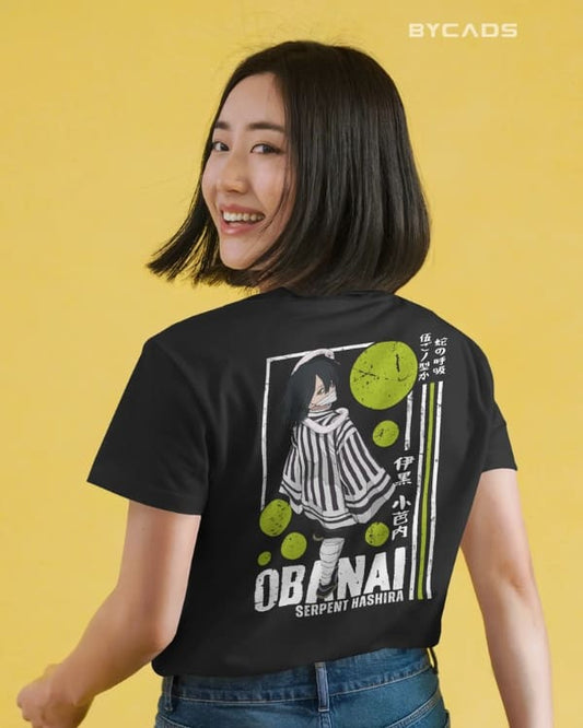 Obanai Serpent Hashira Graphic Regular-Fit Cotton Blend T-Shirt | Anime Streetwear