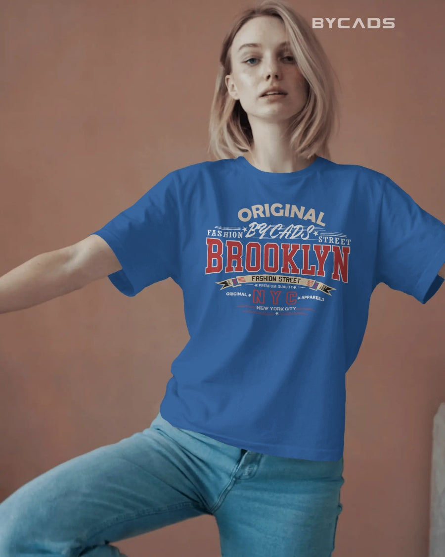 BYCADS Original Brooklyn Oversized Cotton Blend T-Shirt for Men & Women | Relaxed Fit Drop Shoulder Streetwear Tee