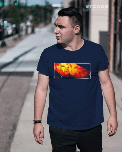 BYCADS "Will of Fire" Rengoku Flame Hashira Anime Graphic Regular-Fit Cotton Blend T-Shirt