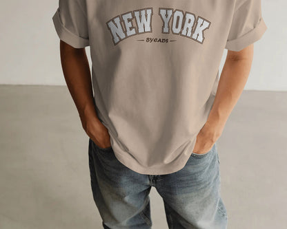 BYCADS New York Oversized T-Shirt | Cotton Blend Drop Shoulder Relaxed Fit  | Casual Streetwear Oversized T-Shirt