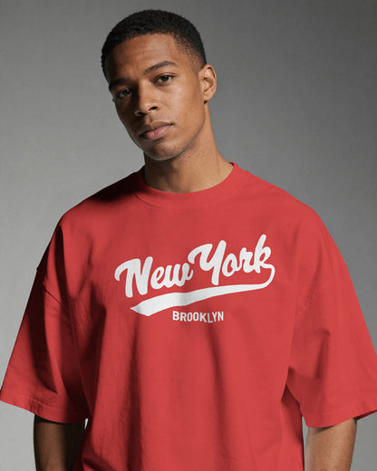BYCADS New York Oversized Cotton Blend T-Shirt | Drop Shoulder Relaxed Fit Streetwear T-shirt