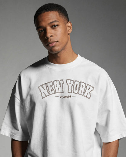 BYCADS New York Oversized T-Shirt | Cotton Blend Drop Shoulder Relaxed Fit  | Casual Streetwear Oversized T-Shirt