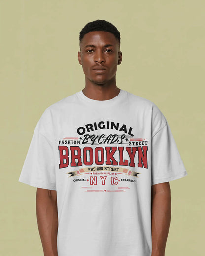 BYCADS Original Brooklyn Oversized Cotton Blend T-Shirt | Relaxed Fit Drop Shoulder Streetwear Tee