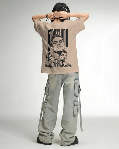 BYCADS Football Legend CR7 Back Print Oversized T-Shirt | Cotton Blend Streetwear