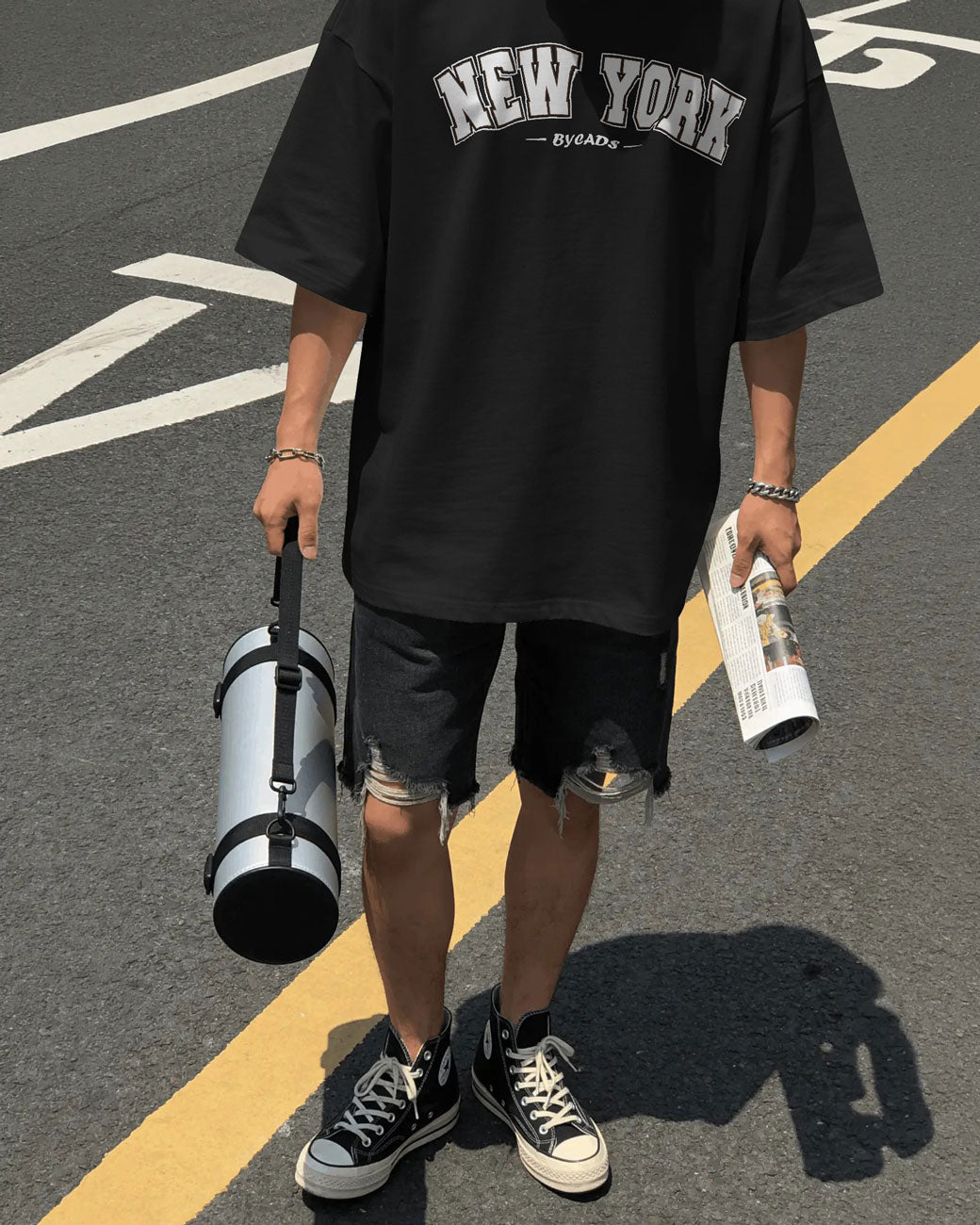 BYCADS New York Oversized T-Shirt | Cotton Blend Drop Shoulder Relaxed Fit  | Casual Streetwear Oversized T-Shirt