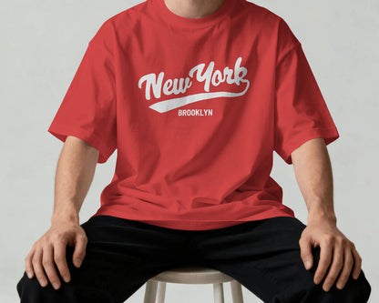 BYCADS New York Oversized Cotton Blend T-Shirt | Drop Shoulder Relaxed Fit Streetwear T-shirt