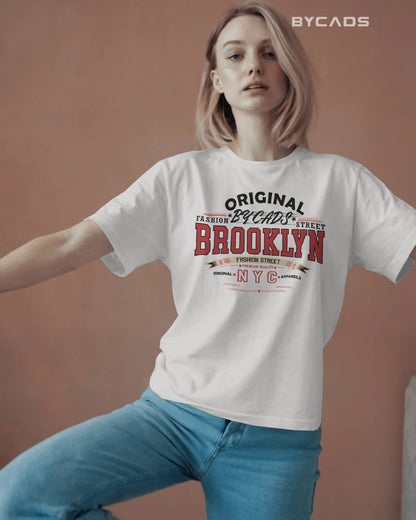 BYCADS Original Brooklyn Oversized Cotton Blend T-Shirt for Men & Women | Relaxed Fit Drop Shoulder Streetwear Tee