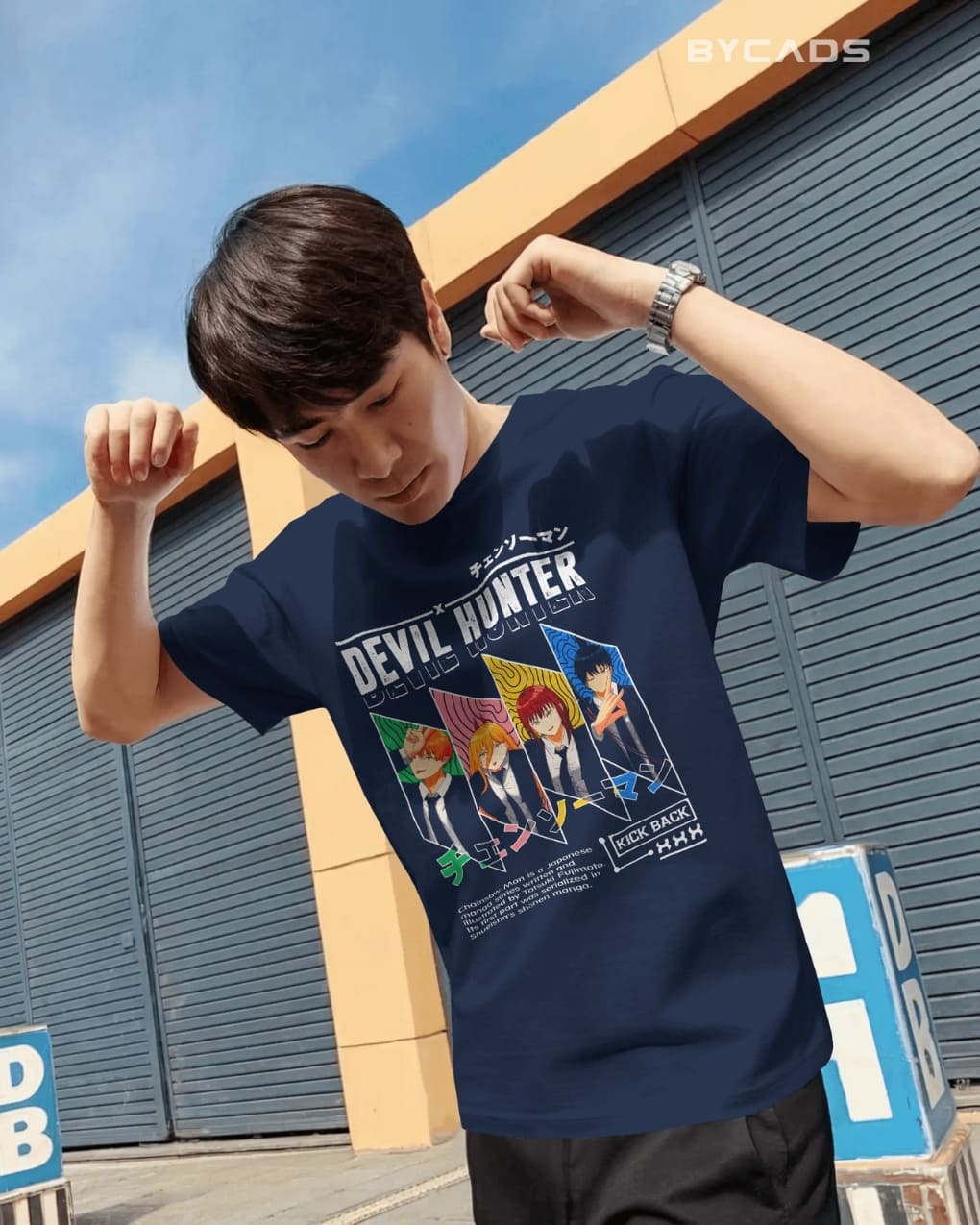 BYCADS "Devil Hunter Squad" Anime Graphic Regular-Fit Cotton Blend T-Shirt