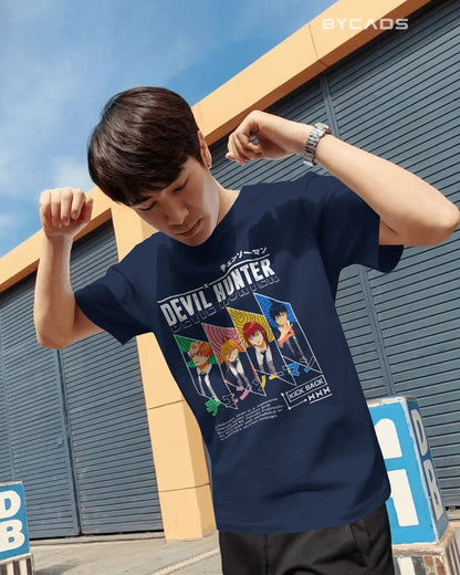 BYCADS "Devil Hunter Squad" Anime Graphic Regular-Fit Cotton Blend T-Shirt