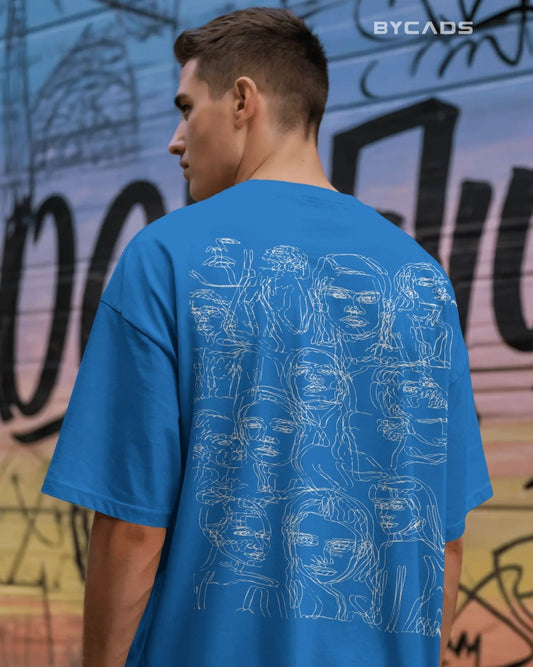 The "Many Faces" Line Art Oversized Tee - Multi-Colorways