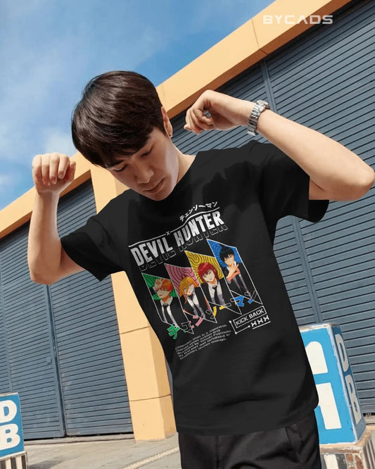 BYCADS "Devil Hunter Squad" Anime Graphic Regular-Fit Cotton Blend T-Shirt
