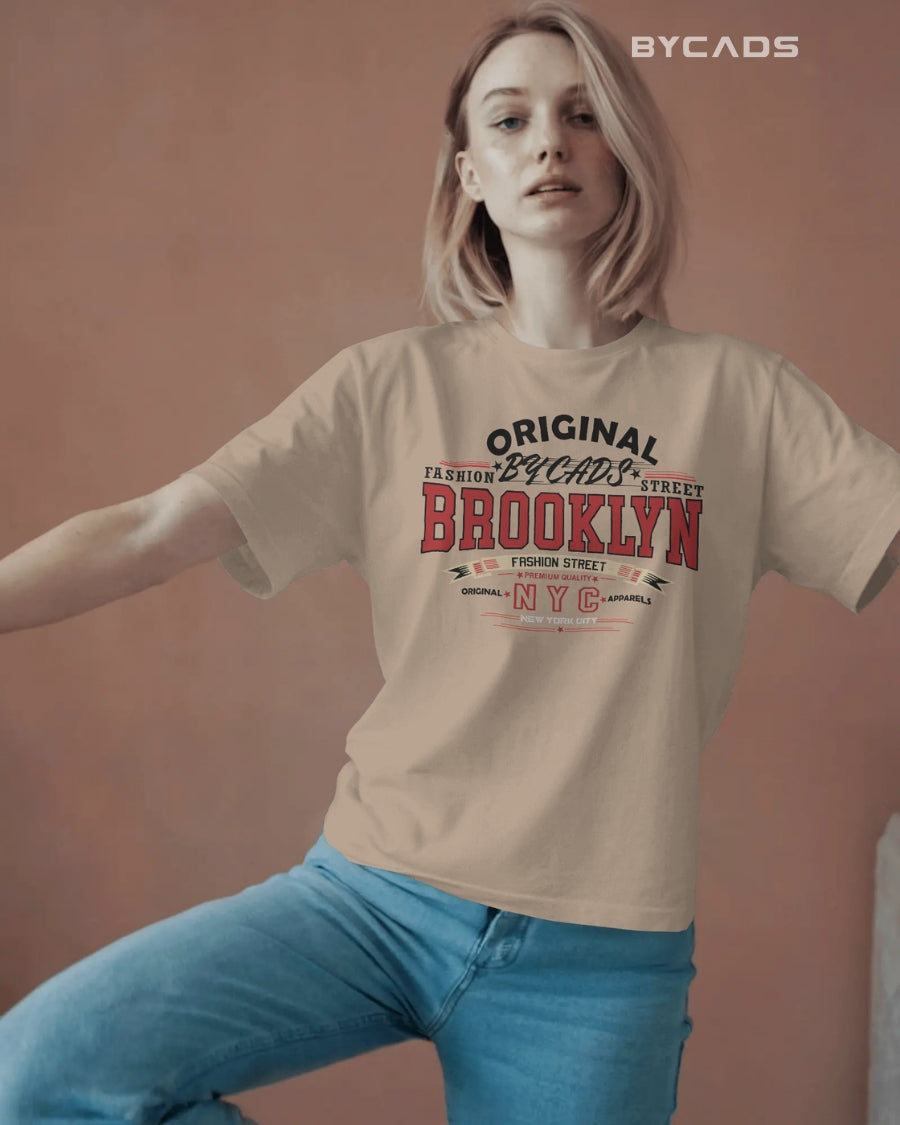 BYCADS Original Brooklyn Oversized Cotton Blend T-Shirt for Men & Women | Relaxed Fit Drop Shoulder Streetwear Tee