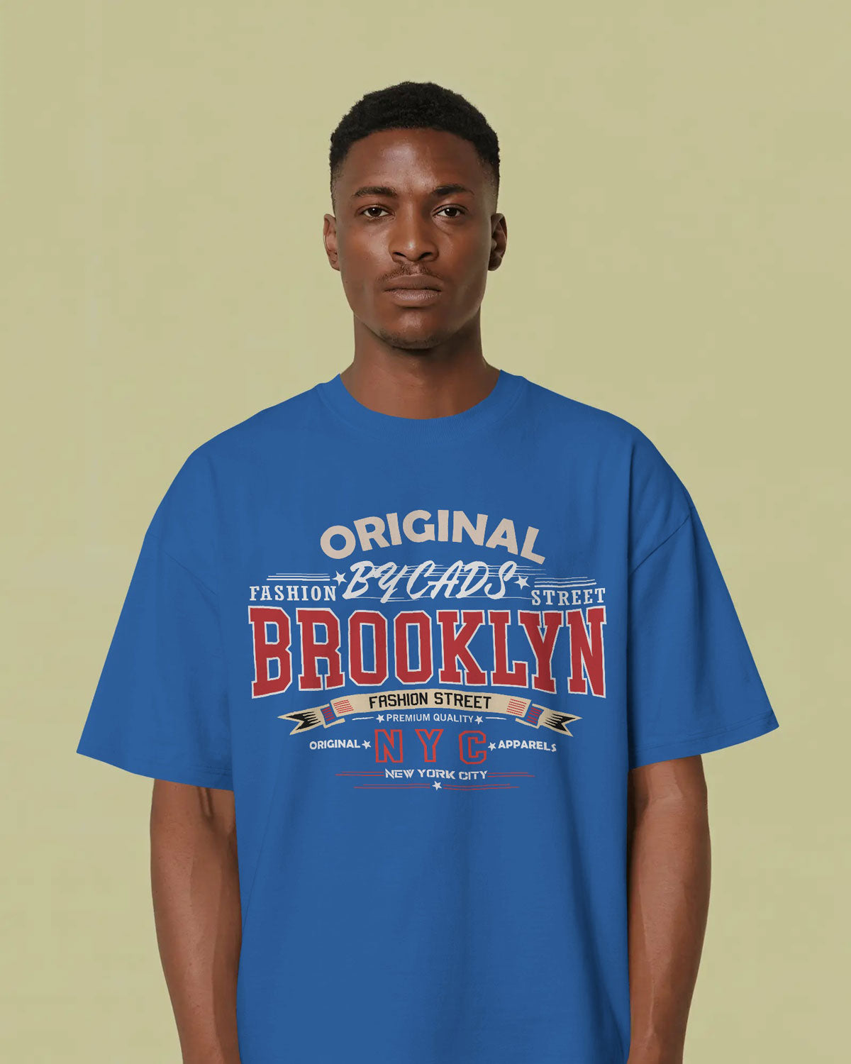 BYCADS Original Brooklyn Oversized Cotton Blend T-Shirt | Relaxed Fit Drop Shoulder Streetwear Tee