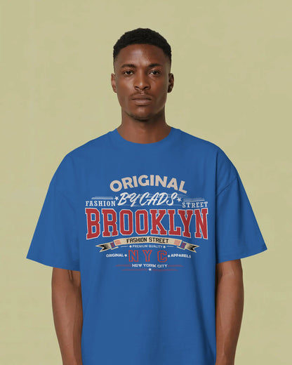 BYCADS Original Brooklyn Oversized Cotton Blend T-Shirt | Relaxed Fit Drop Shoulder Streetwear Tee