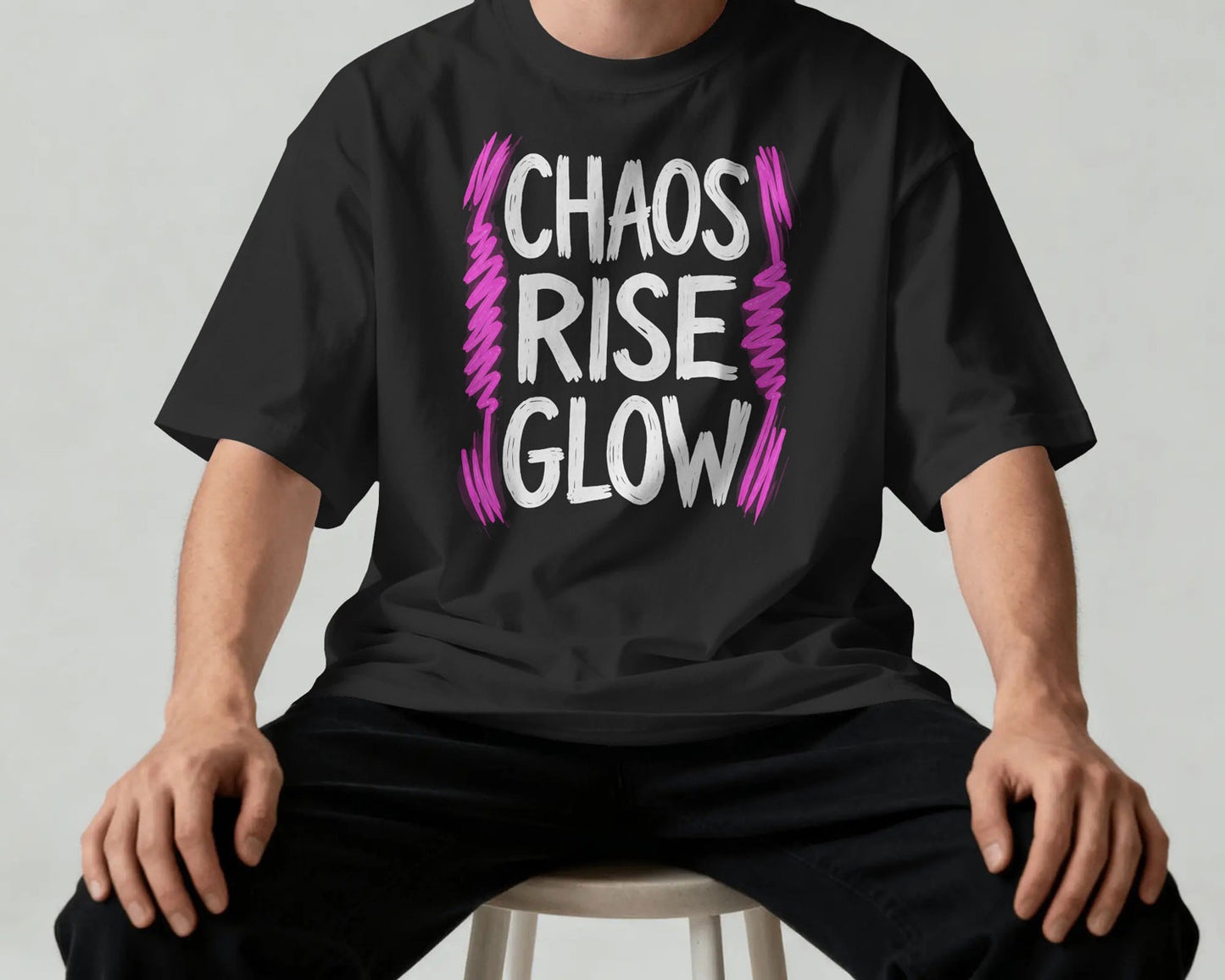Chaos Rise Glow Graphic Oversized T-Shirt cotton blend - BYCADS