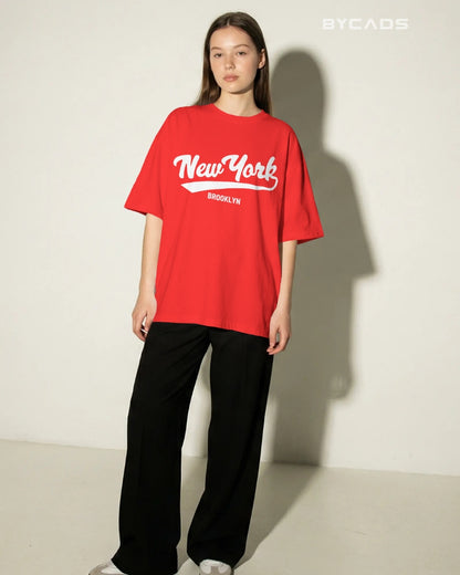 BYCADS New York Oversized Cotton Blend T-Shirt for Unisex | Unisex Drop Shoulder Relaxed Fit Streetwear T-shirt