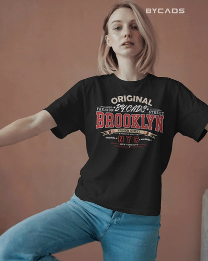 BYCADS Original Brooklyn Oversized Cotton Blend T-Shirt for Men & Women | Relaxed Fit Drop Shoulder Streetwear Tee