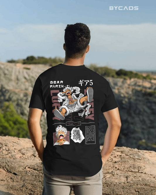 BYCADS "Gear 5 Joyboy" Luffy Anime Graphic Regular Fit Cotton Blend T-Shirt