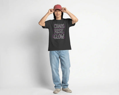 Chaos Rise Glow Outline Graphic Oversized cotton blend T-Shirt - BYCADS