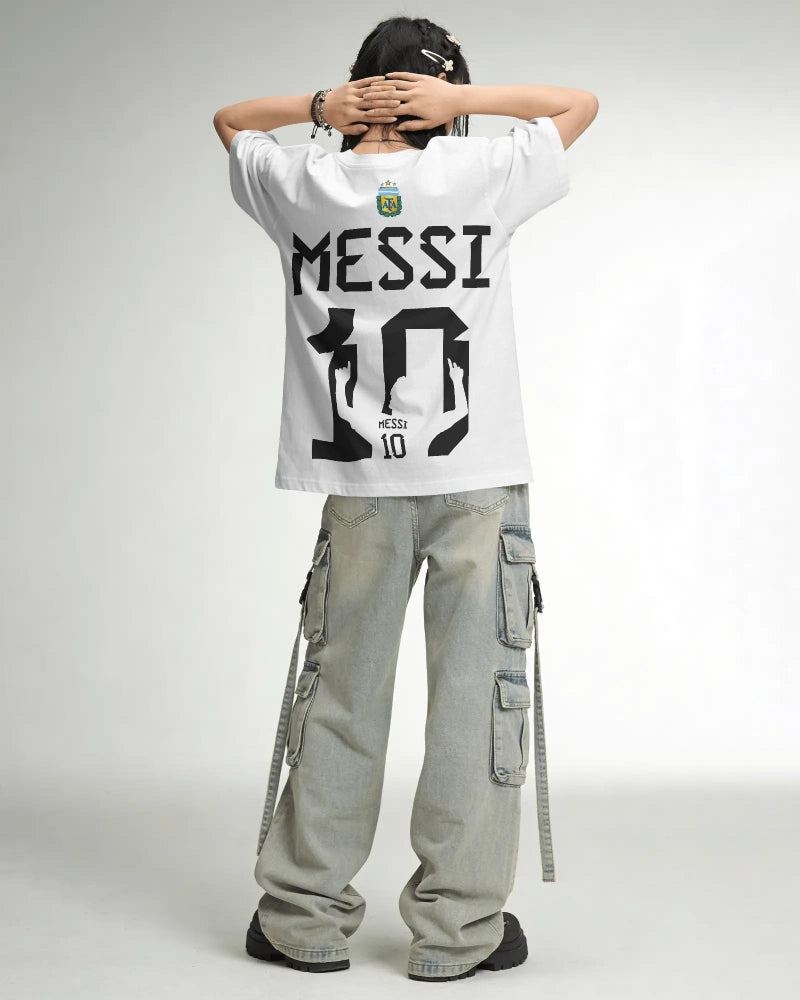 BYCADS Messi 10 Football Oversized Cotton Blend T-Shirt | Premium Sports Collection Graphic T-shirt