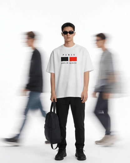 BYCADS Minimal Paris Printed Street Style Oversized Cotton Blend T-shirt