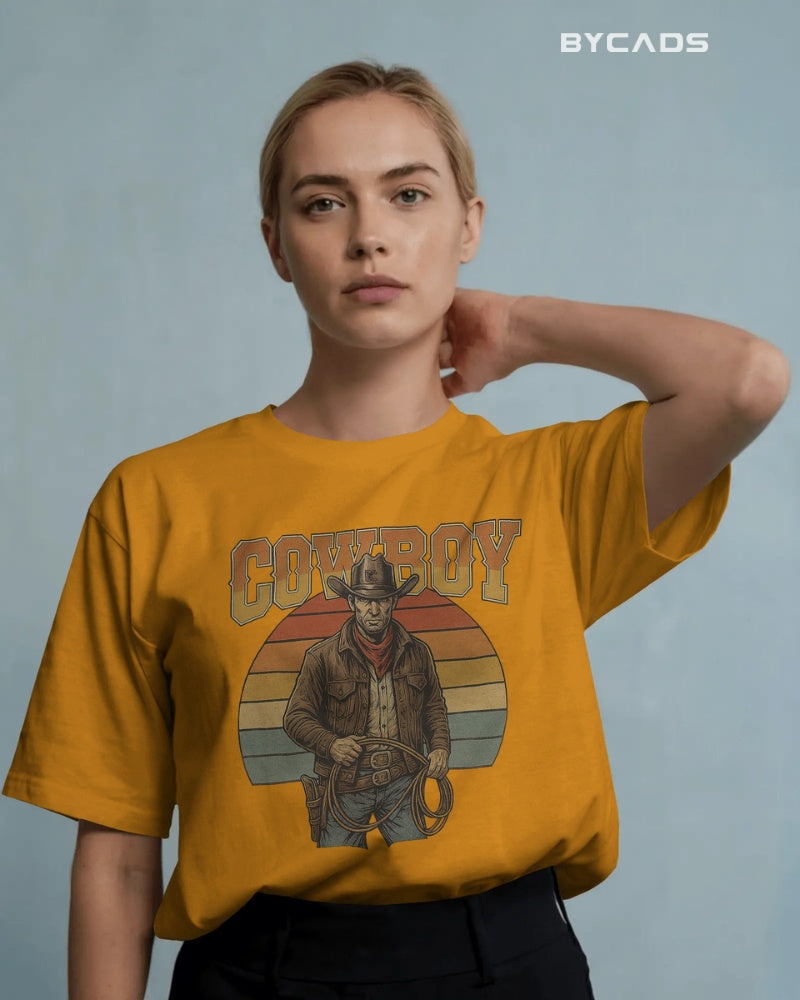Retro Cowboy Oversized T-Shirt for Men – Vintage Western Style by Bycads