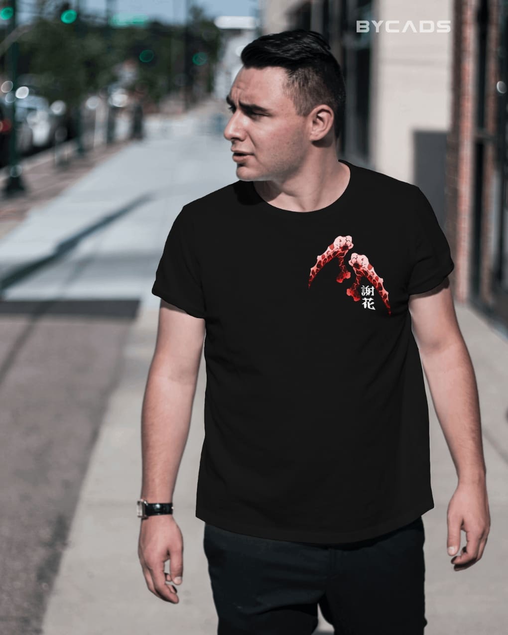 BYCADS "Blood Manipulation" Gyutaro Anime Graphic Regular-Fit Cotton Blend T-Shirt