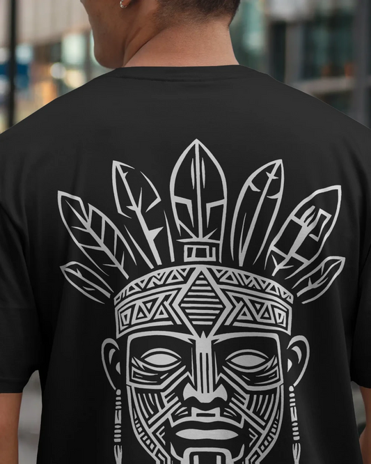 Tribal Warrior Spirit Oversized T-Shirt – Bold Ethnic Power by Bycads
