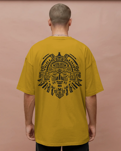 Aztec Sun God Printed Oversized T-Shirt for Men