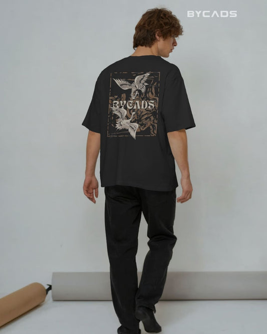 BYCADS "Flight of Kings" Black Oversized Graphic Streetwear T-Shirt