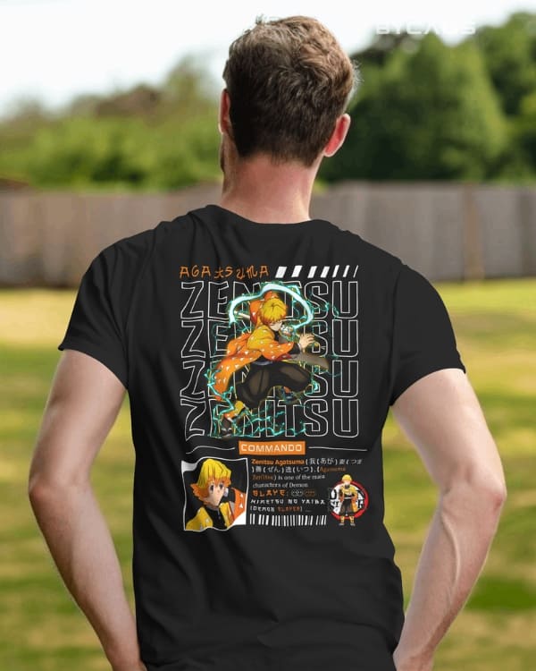 Zenitsu Agatsuma Techwear Graphic Regular-Fit Cotton Blend T-Shirt | Anime Streetwear