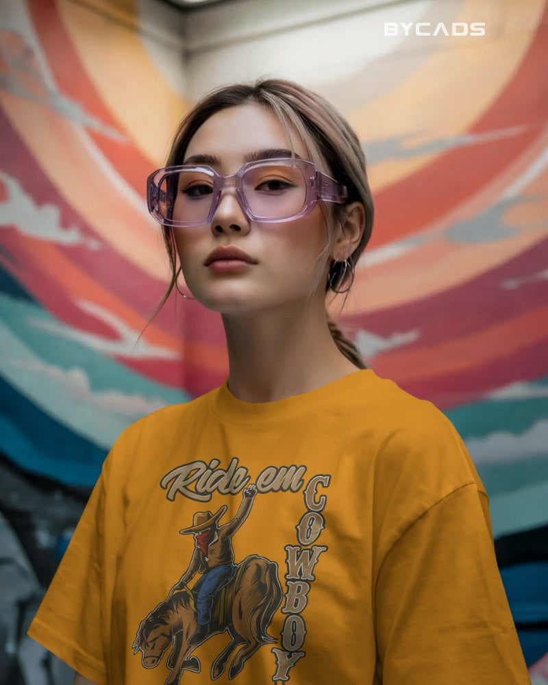 Ride ‘Em Cowboy Oversized T-Shirt for Men – Western Streetwear by Bycads