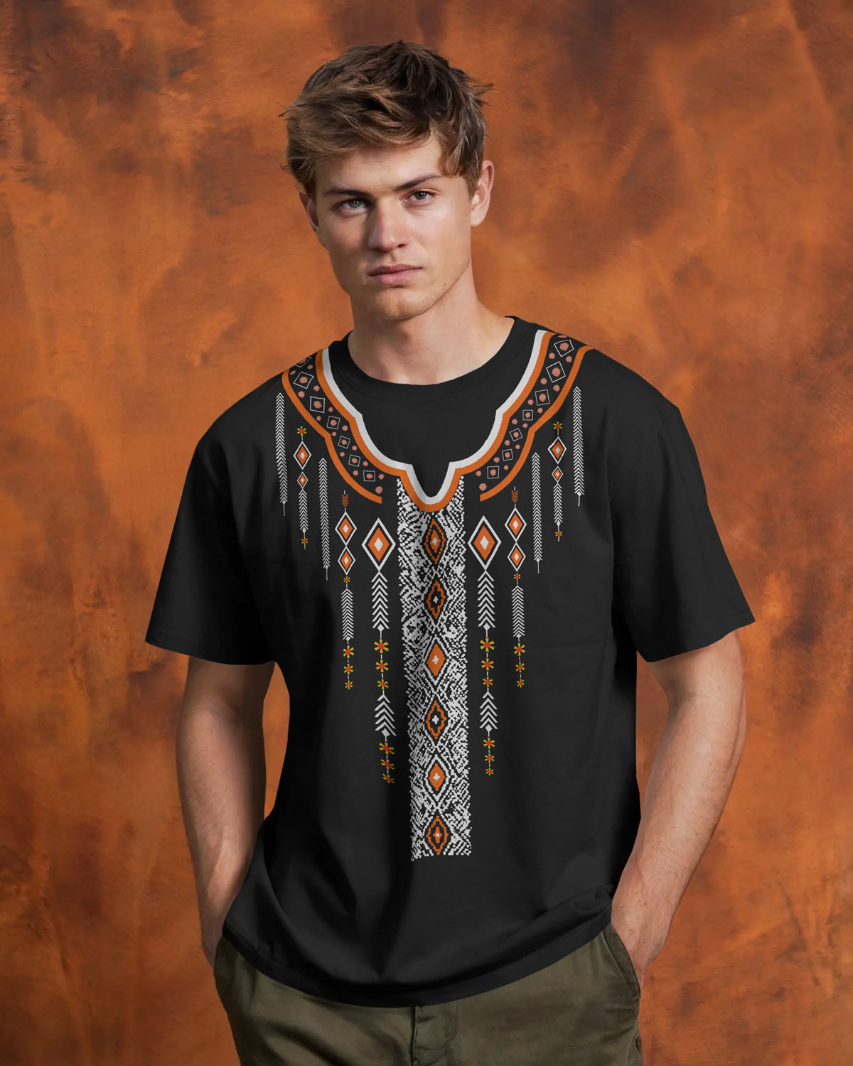 “Tribal Spirit” Oversized Ethnic Print Tee