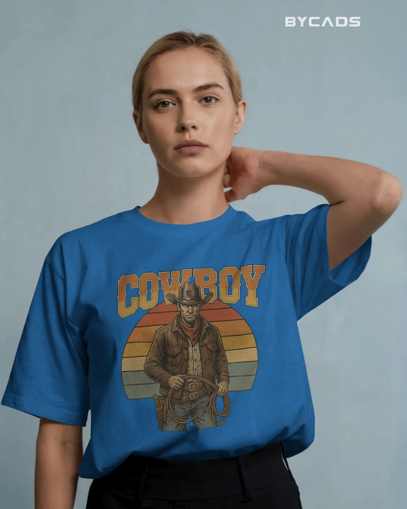 Retro Cowboy Oversized T-Shirt for Men – Vintage Western Style by Bycads