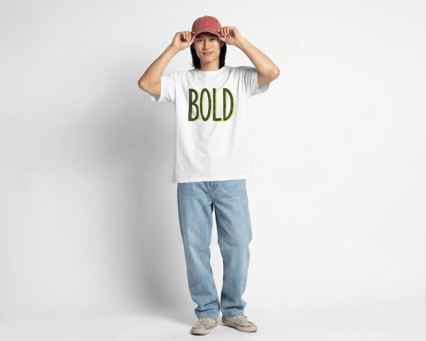BOLD Minimal Neon Outline Oversized T-Shirt cotton blend - BYCADS