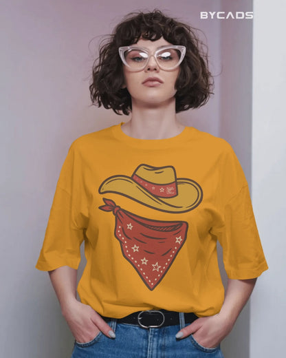 Minimal Cowboy Oversized T-Shirt for Men – Western Hat and Bandana by Bycads