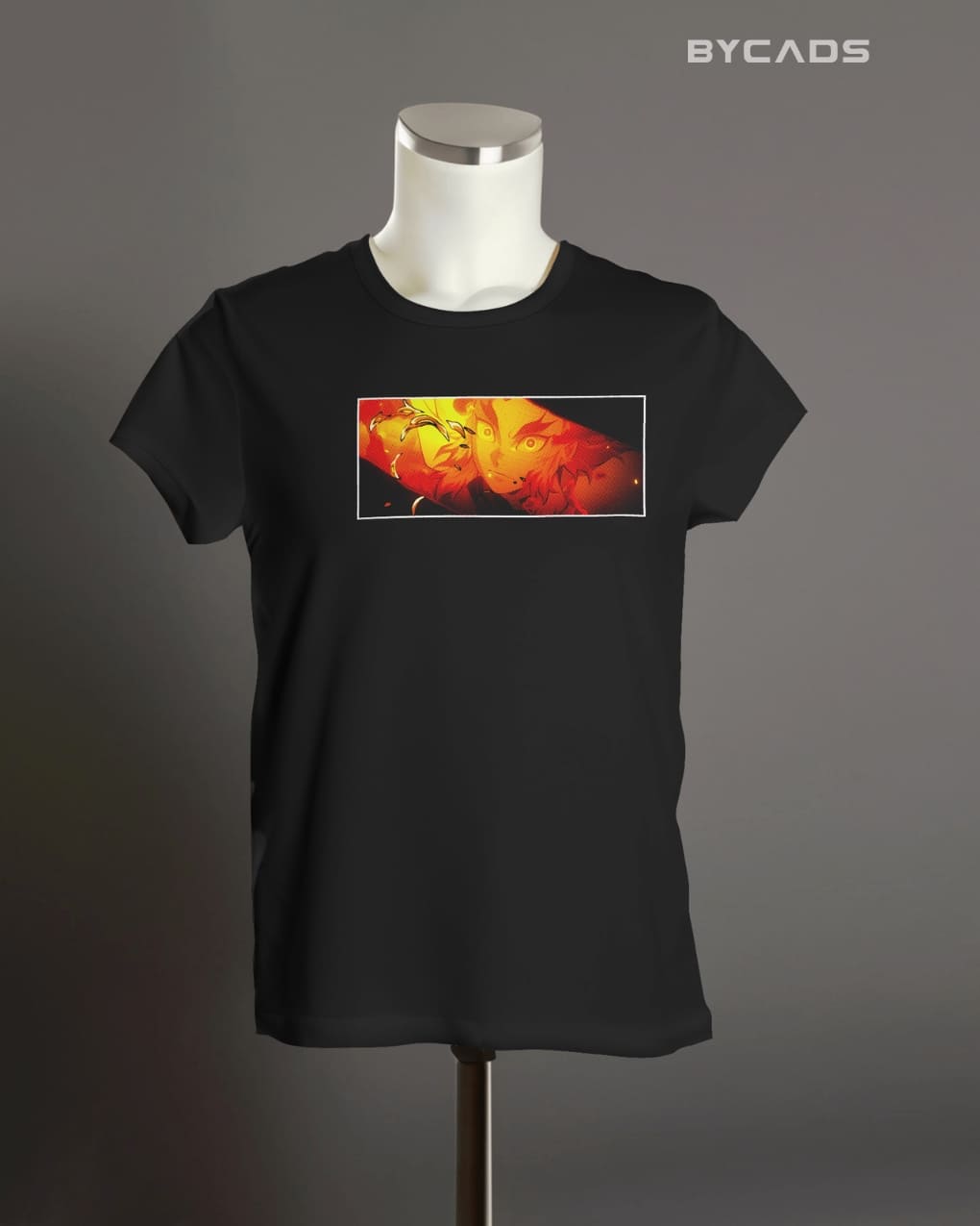 BYCADS "Will of Fire" Rengoku Flame Hashira Anime Graphic Regular-Fit Cotton Blend T-Shirt