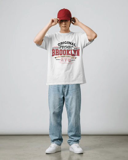 BYCADS Original Brooklyn Oversized Cotton Blend T-Shirt | Relaxed Fit Drop Shoulder Streetwear Tee