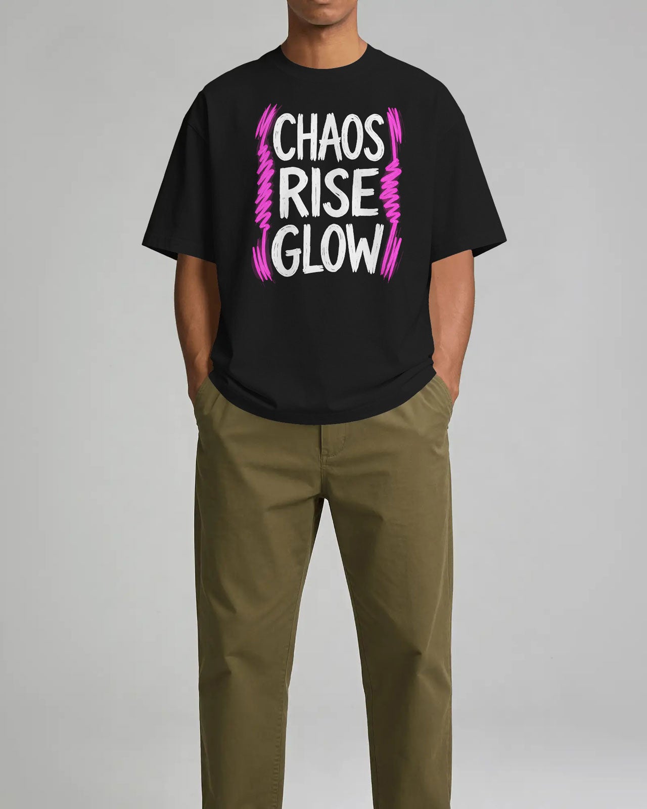 Chaos Rise Glow Graphic Oversized T-Shirt cotton blend - BYCADS