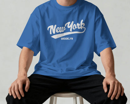 BYCADS New York Oversized Cotton Blend T-Shirt | Drop Shoulder Relaxed Fit Streetwear T-shirt