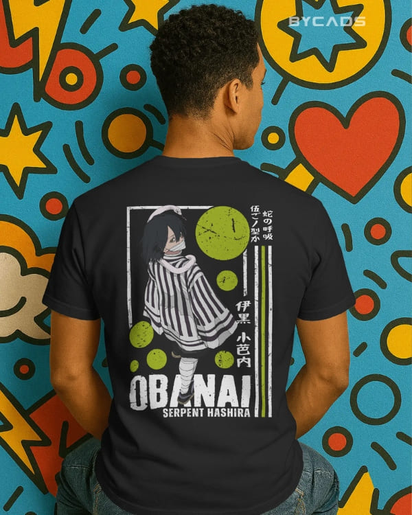Obanai Serpent Hashira Graphic Regular-Fit Cotton Blend T-Shirt | Anime Streetwear
