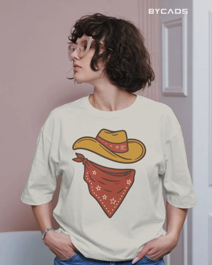 Minimal Cowboy Oversized T-Shirt for Men – Western Hat and Bandana by Bycads