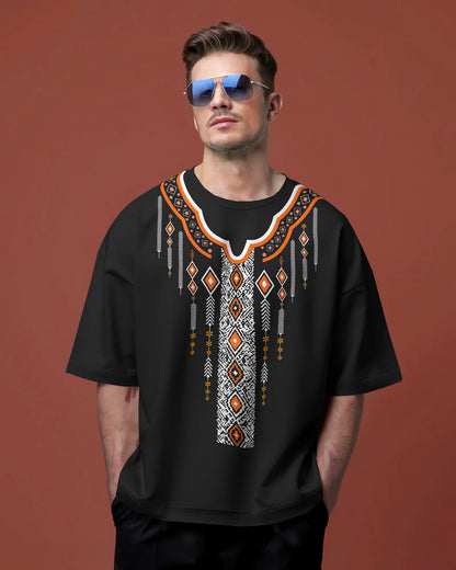 “Tribal Spirit” Oversized Ethnic Print Tee