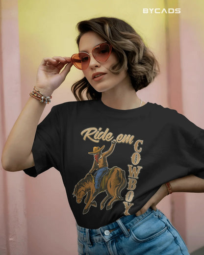 Ride ‘Em Cowboy Oversized T-Shirt for Men – Western Streetwear by Bycads