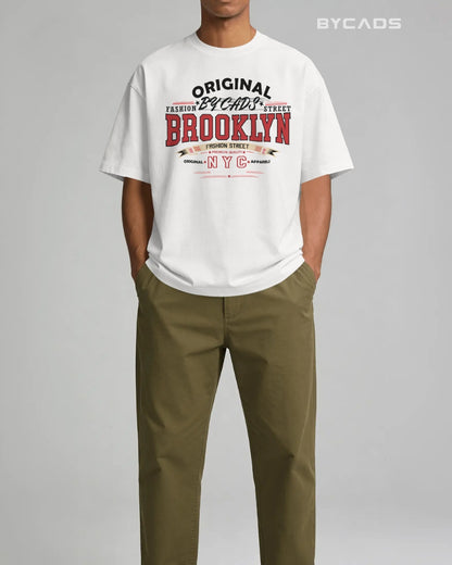 BYCADS Original Brooklyn Oversized Cotton Blend T-Shirt for Men & Women | Relaxed Fit Drop Shoulder Streetwear Tee