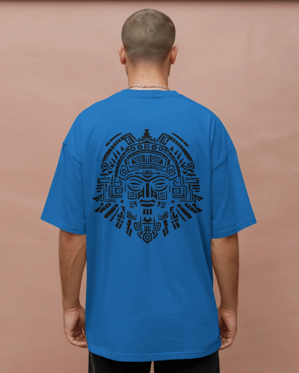 Aztec Sun God Printed Oversized T-Shirt for Men