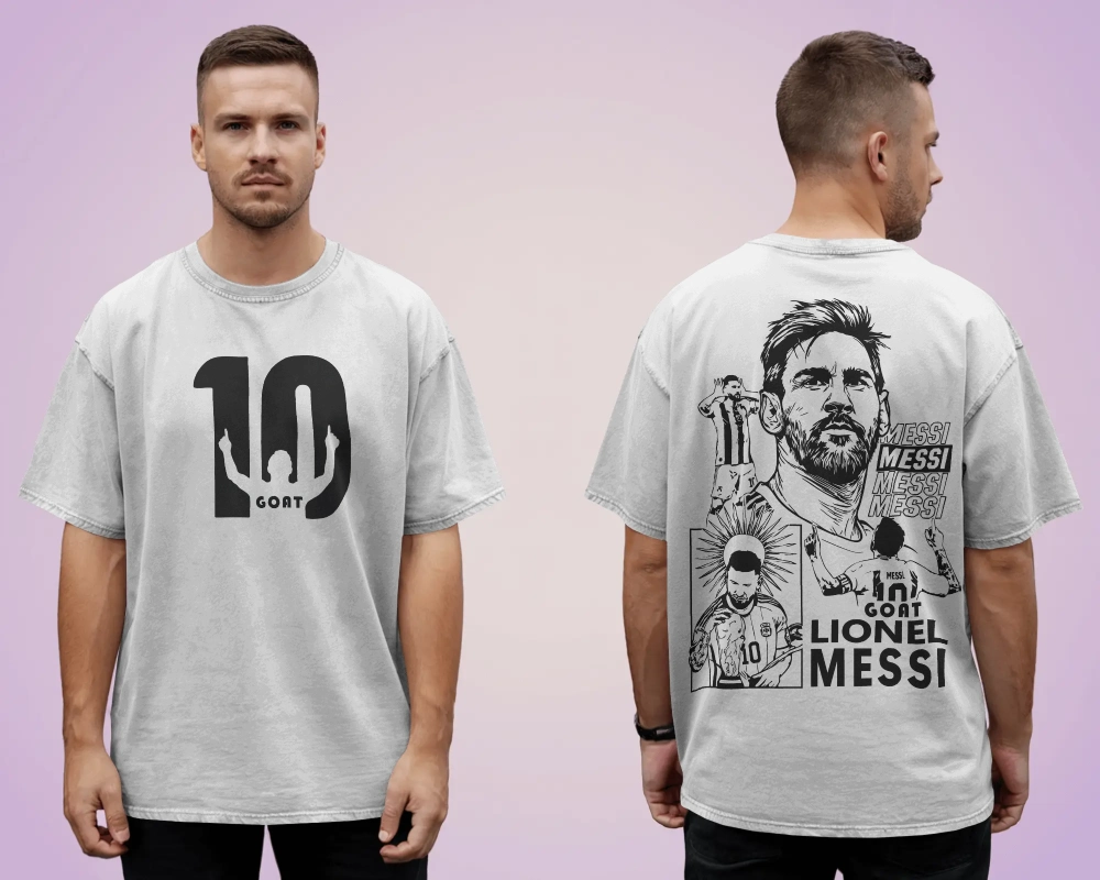 BYCADS Lionel Messi Legend  Graphic Oversized Drop Shoulder Cotton Blend T-Shirt