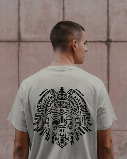 Aztec Sun God Printed Oversized T-Shirt for Men