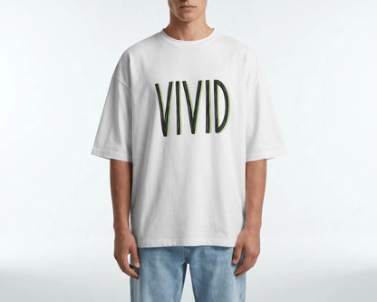 VIVID Minimal Neon Outline Oversized T-Shirt Cotton bland - BYCADS