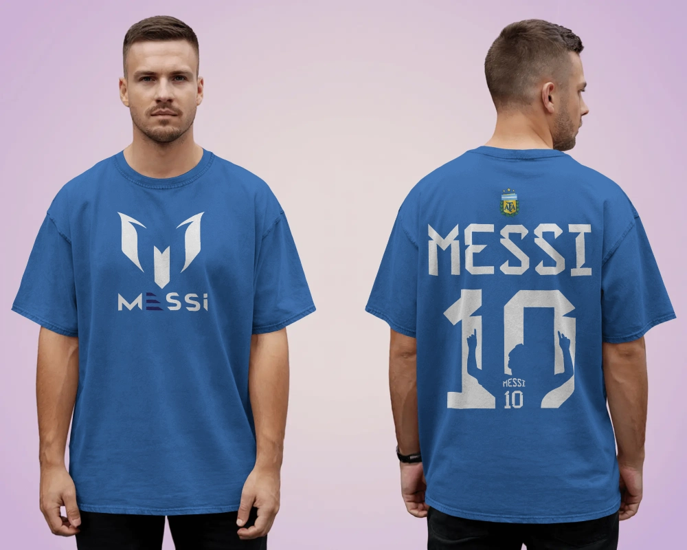 BYCADS Messi 10 Football Oversized Cotton Blend T-Shirt | Premium Sports Collection Graphic T-shirt